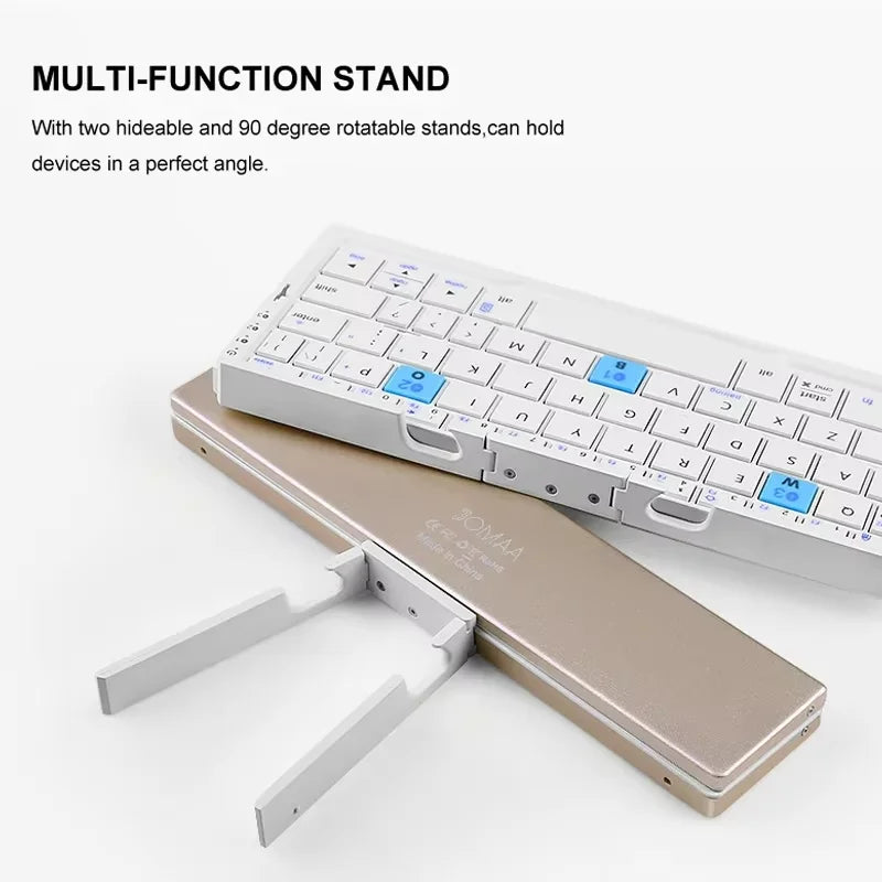 Foldable Bluetooth Keyboard with Magnetic Stand Aluminum Alloy Mini Folding Keyboard Rechargeable Keyboard for Tablet,Ipad