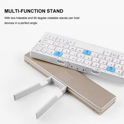 Foldable Bluetooth Keyboard with Magnetic Stand Aluminum Alloy Mini Folding Keyboard Rechargeable Keyboard for Tablet,Ipad
