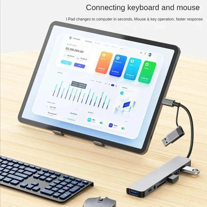 8 in 2 USB HUB with Splitter Card Reader, USB C Port, USB 3.0 / 2.0, SD/TF Splitter Card Reader, Docking Station