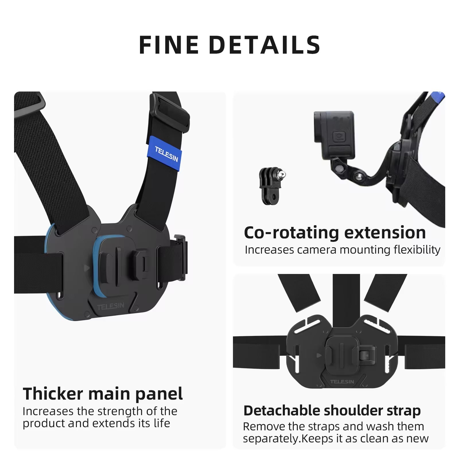 Chest Strap Mount  for Gopro Hero, Insta360, DJI 