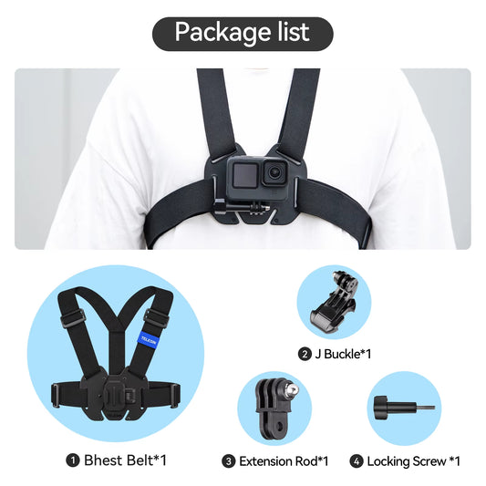 Chest Strap Mount  for Gopro Hero, Insta360, DJI 