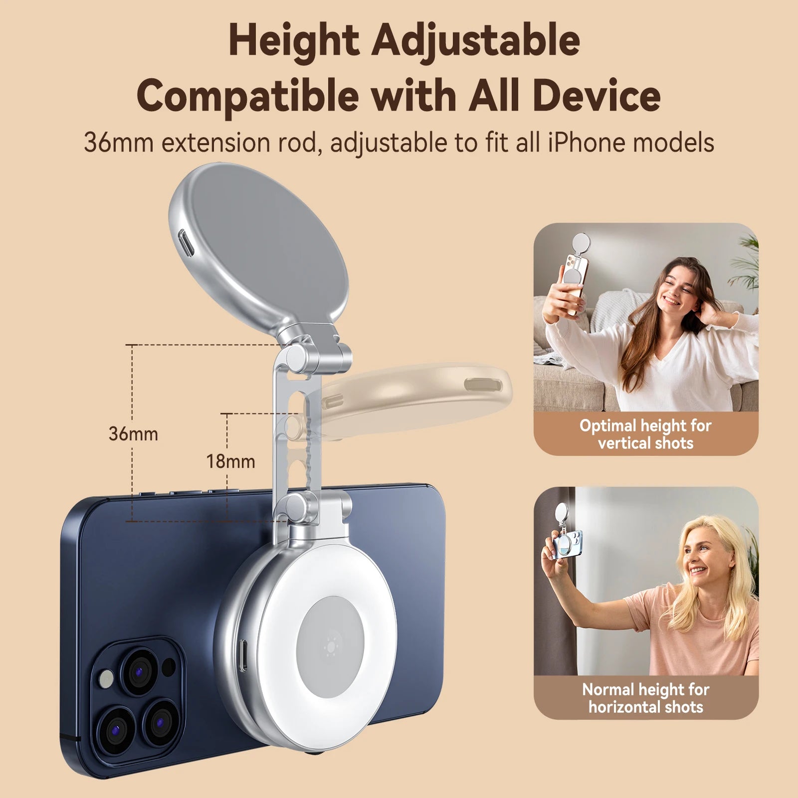 Magnetic Fill Light Mini Selfie Light 3 Modes Adjustable Brightness for Smartphone Iphone XIAOMI HUAWEI SAMSUNG Phone