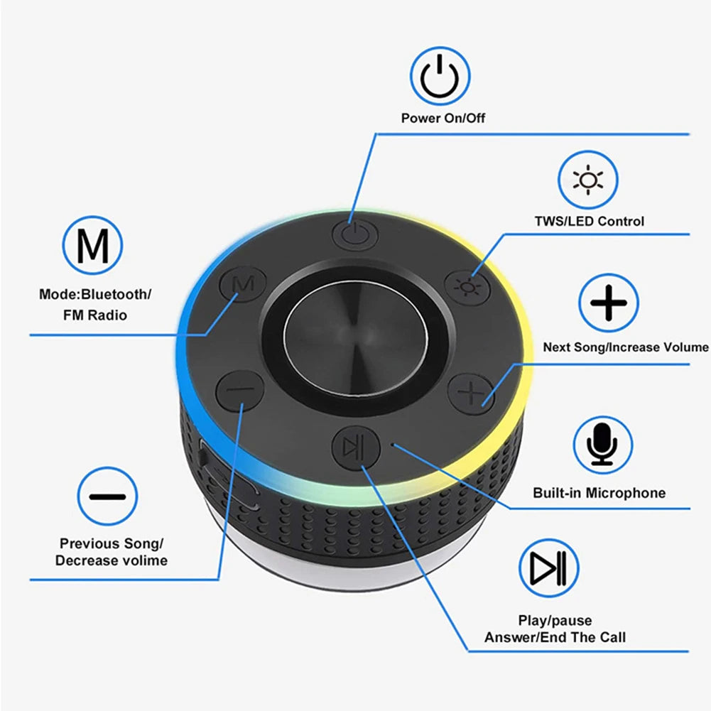 Portable Mini Wireless Speaker Bluetooth-Compatible 5.2 with FM Radio Built-In Mic TWS Subwoofer IPX7 Waterproof Hands-Free Call