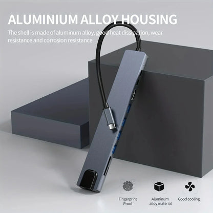 10 in 1 USB C HUB 4K30Hz Docking Station Type C to Hdtv-Compatible RJ45 Ethernet PD100W for Macbook Ipad Huawei Sumsang Phone