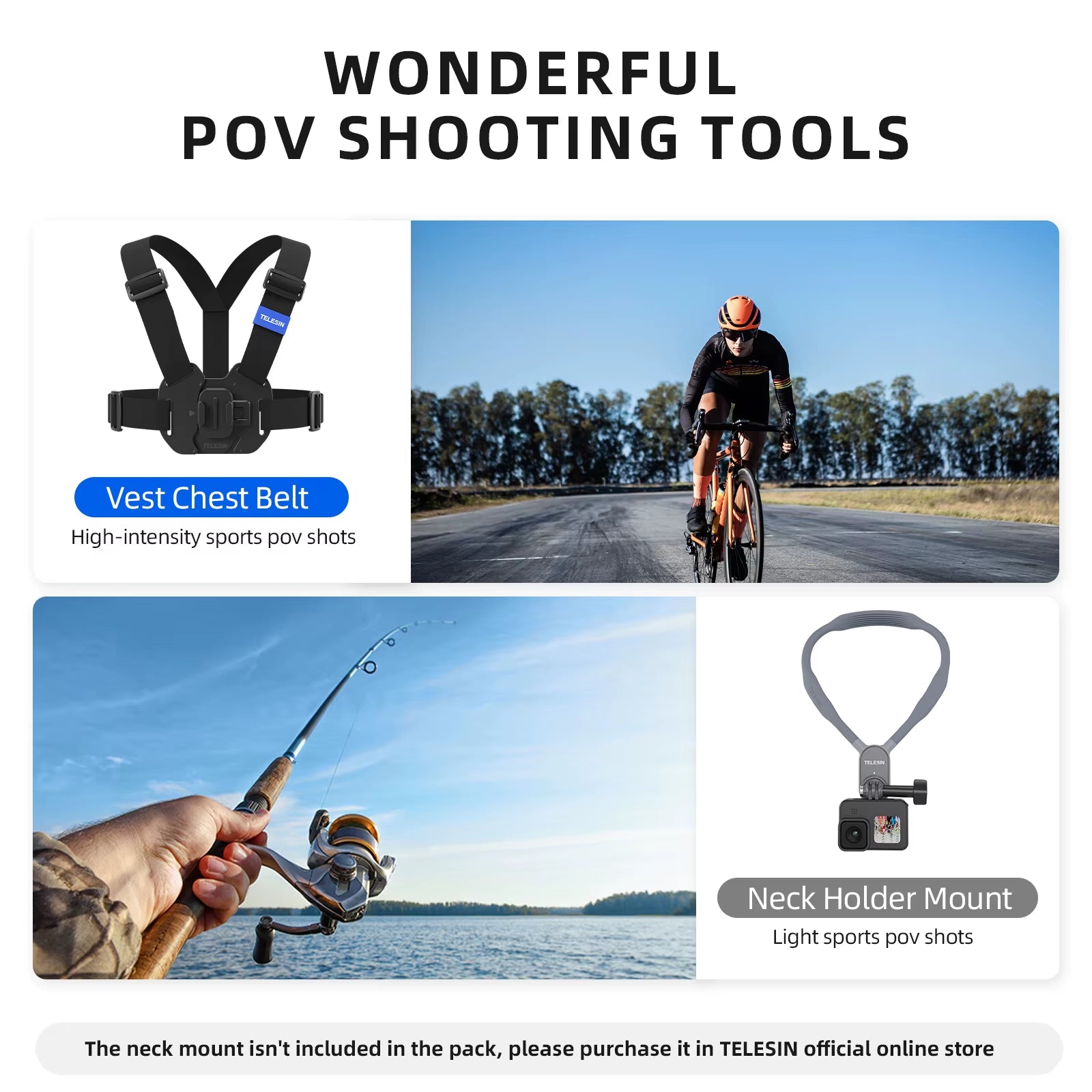 Chest Strap Mount  for Gopro Hero, Insta360, DJI 