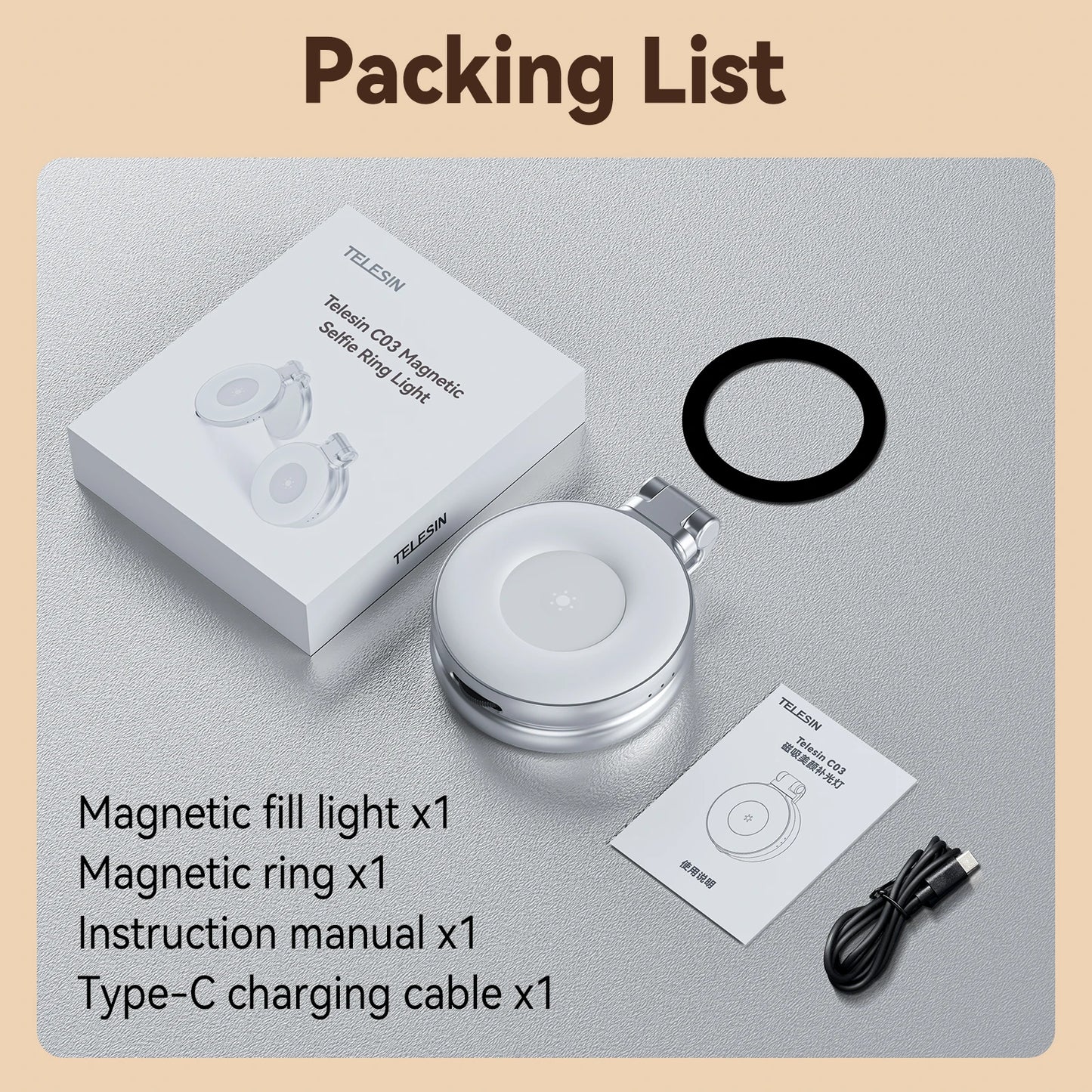 Magnetic Fill Light Mini Selfie Light 3 Modes Adjustable Brightness for Smartphone Iphone XIAOMI HUAWEI SAMSUNG Phone