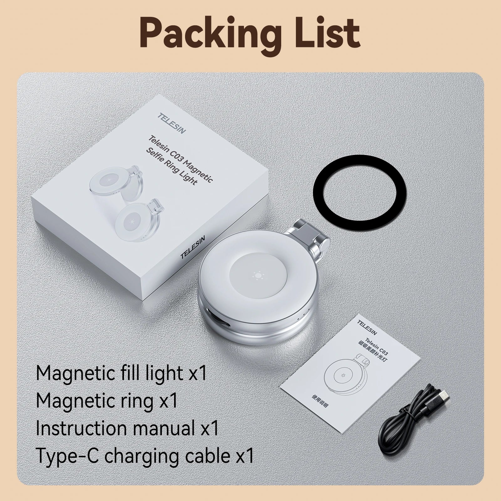 Magnetic Fill Light Mini Selfie Light 3 Modes Adjustable Brightness for Smartphone Iphone XIAOMI HUAWEI SAMSUNG Phone